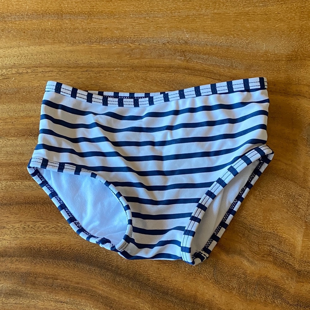 Ruffle Butts Navy and White Striped Rashguard